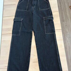 Black Denim Cargo Jeans